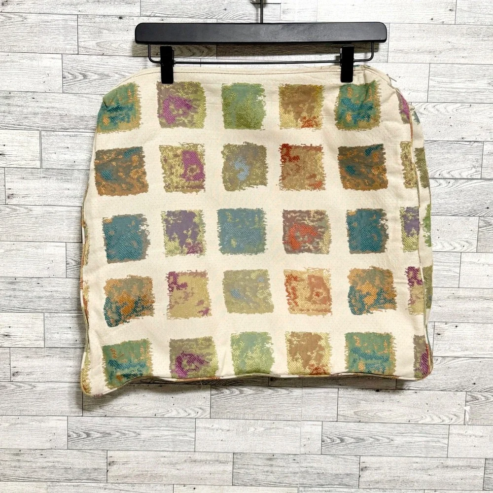 2-Pillow Cover Cream‎ Jewel Tone Abstract Squares Textured Accent Pillow 17 x 19